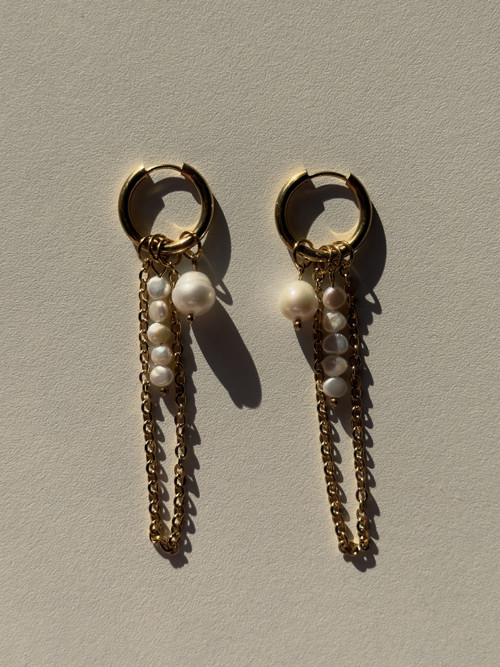 Pearl Cascade Earrings - Gold