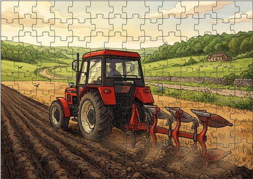 PUZZLE 120 dílků s kresleným traktorem