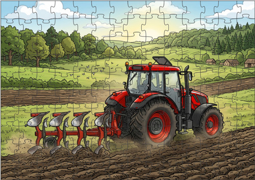 PUZZLE 120 dílků s kresleným traktorem II.