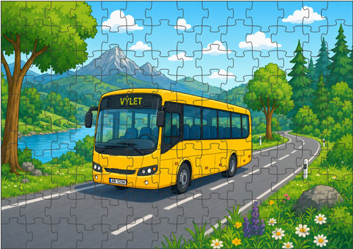 PUZZLE 120 dílků s kresleným autobusem