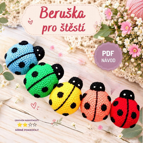 PDF návod: Háčkovaná Beruška pro štěstí