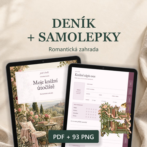 Deník PDF + 93 samolepek PNG | Romantická zahrada