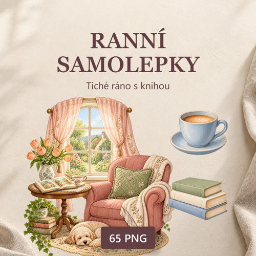 65 samolepek PNG | Tiché ráno s knihou
