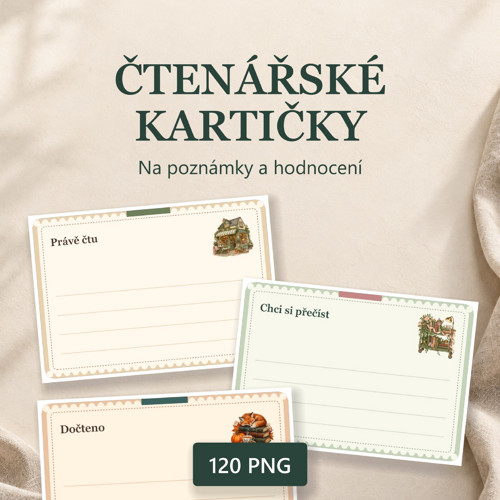 120 kartiček PNG | Čtenářské poznámky