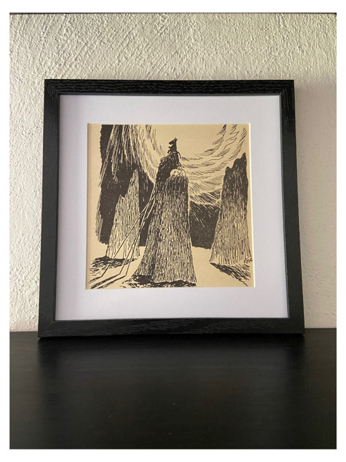 Mumínek a skály vintage ilustrace rámovaná