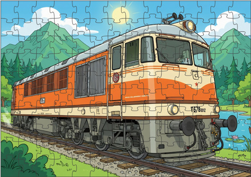 PUZZLE 120 dílků s kreslenou lokomotivou T678