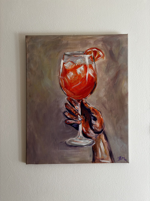 CHEERS! - originál malba 50x60 cm | Aperol Spritz