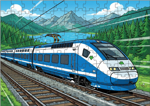 PUZZLE 120 dílků s kresleným vlakem TGV