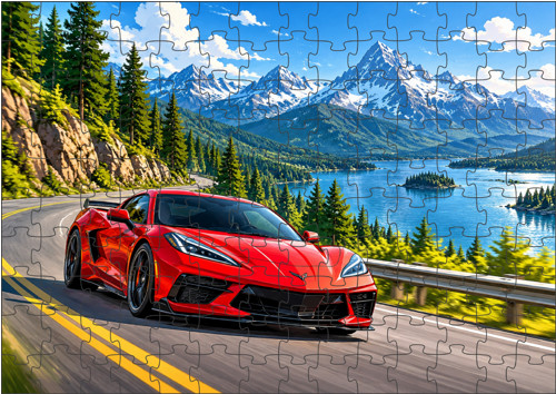 PUZZLE 300 dílků s kresleným sportovním autem