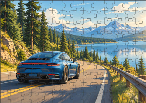 PUZZLE 120 dílků s kresleným sportovním autem II