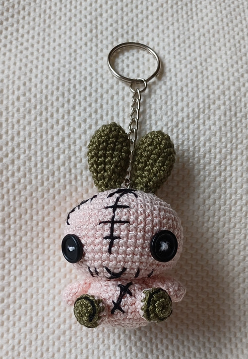 Přívěšek Voodoo zajíček růžovo-khaki