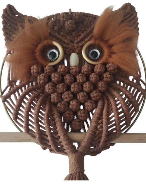 Drhaná Macramé Sova - nástěnná dekorace