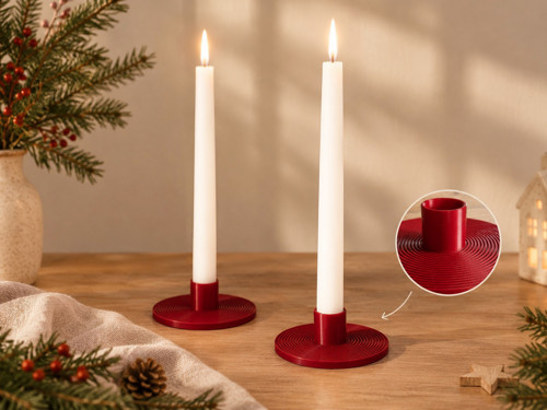 Set dvou designových svícnů – vínově červená
