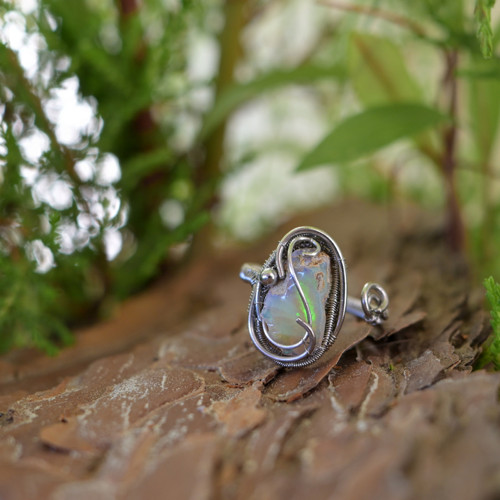 Otevřený prsten s etiopským opálem wire wrapping
