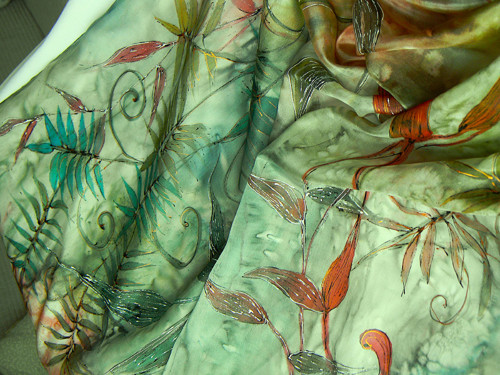 Podzimní /hedvábná šála 45 x 180 cm/