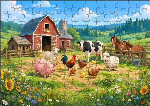 Puzzle 120 dílků Domácí zvířátka na farmě