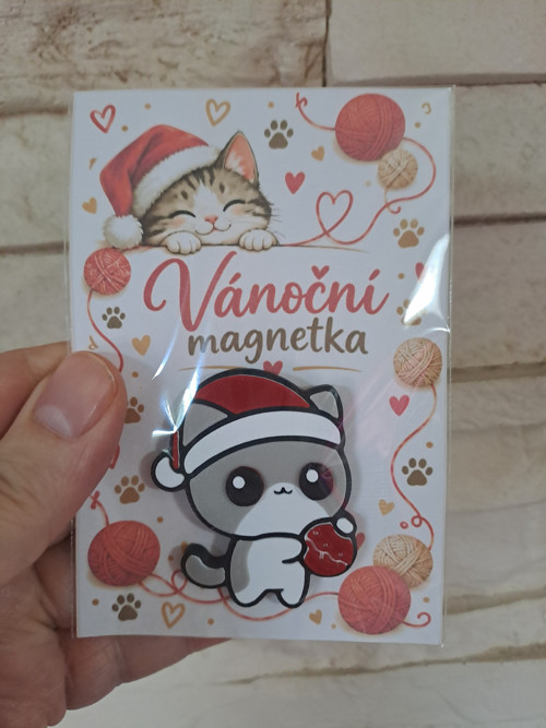 Vánoční magnetka - Kočička