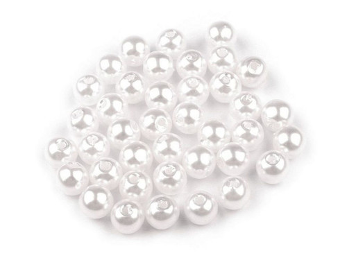 Plastové voskové korálky 6mm (20g) - bílá