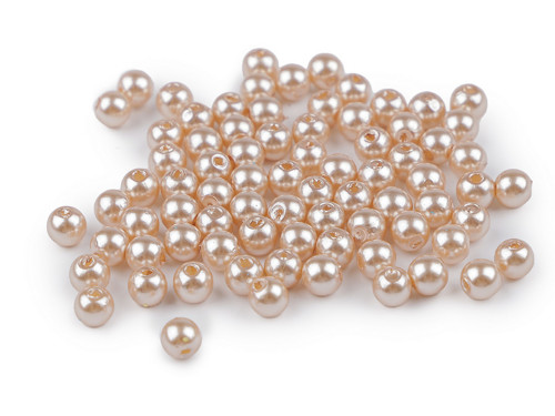 Plastové voskové korálky 6mm (20g) - béžová