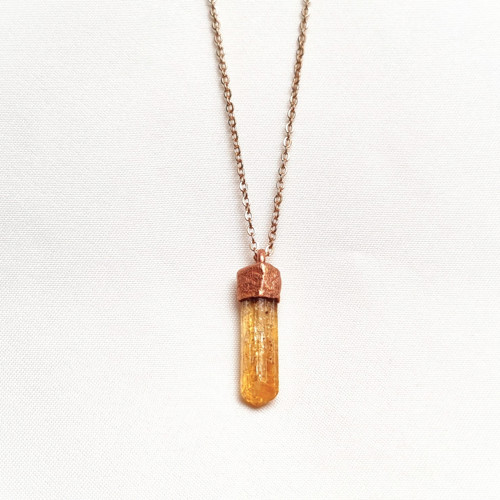 Zlatý topaz Imperial, přírodní krystal - šperk