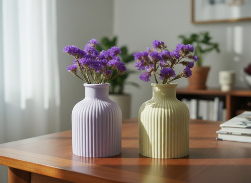 Designová váza "Ribbon" - pastelově žlutá