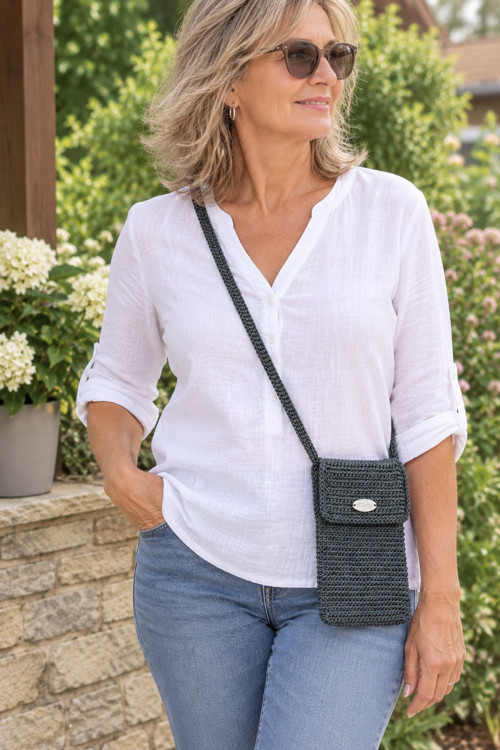 Crossbody na mobil v.M - tm.šedá ( 13,5 x 20cm)