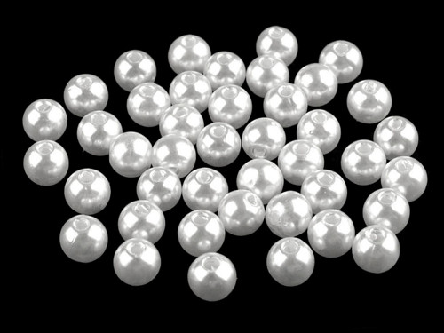 Plastové voskové korálky/perly 8 mm (10g) - bílá