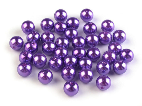Plastové voskové korálky/perly 8mm (10g) - fialová