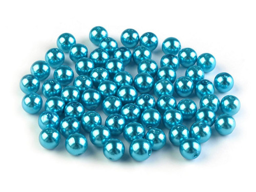 Plastové voskové korálky/perly 8mm (10g) - tyrkys