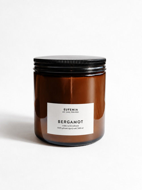Sojová svíčka s vůní BERGAMOT - 500 ml