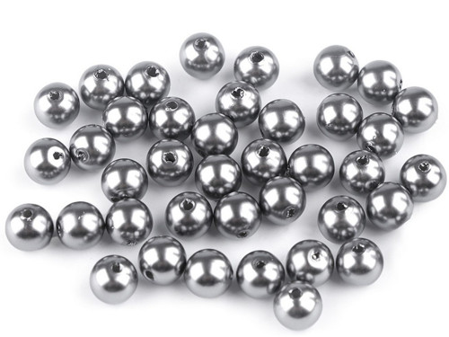 Plastové voskové korálky/perly 8mm (10g) - šedá