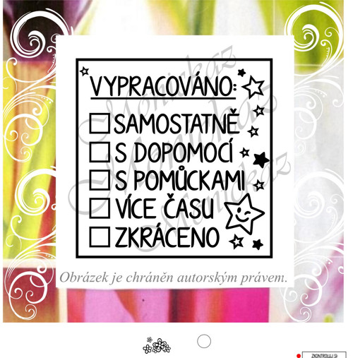 Vypracováno hvězdičky 5 okének větší. Razítko.