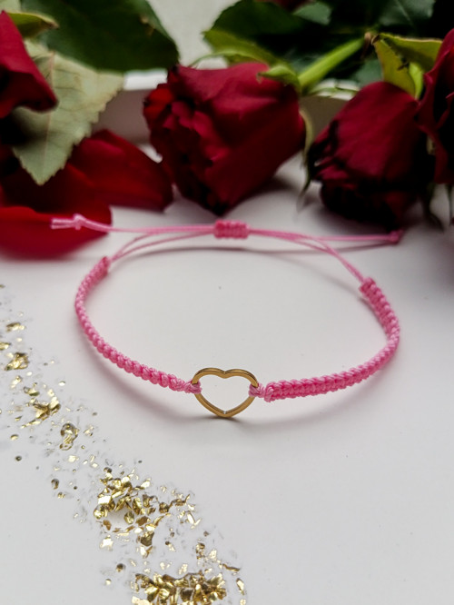 Micro macramé náramek SRDCE zlaté