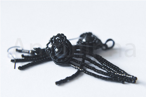 Back To Black – náušnice s krajkovým achátem