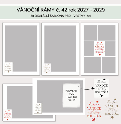 Vánoční rámy č. 42 - digitální šablony PSD 2027