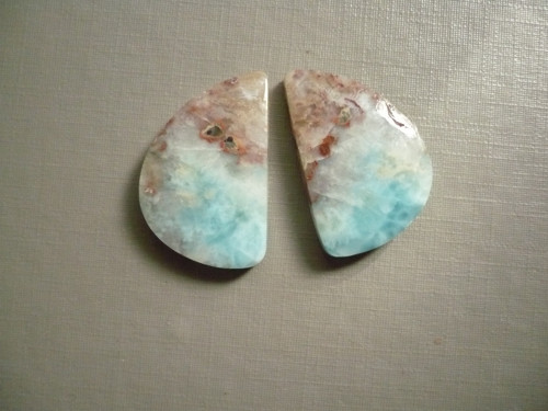 Pár kabošonů - larimar 27 mm, č.44 — foto 1