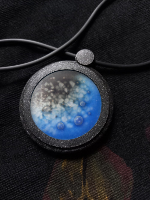 3D Glass - náhrdelník - Modrošedý oceán