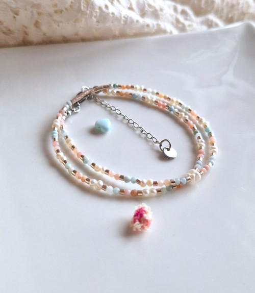 Larimar*perly*opál*náhrdelník*minimalist