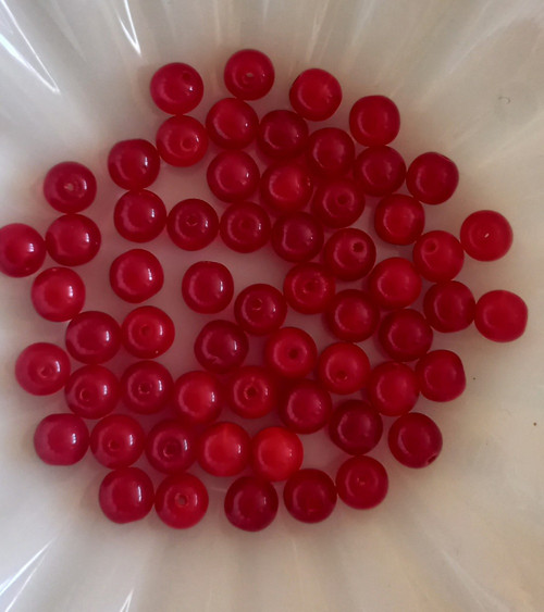 Mačkané korálky - Opal Red, 6 mm