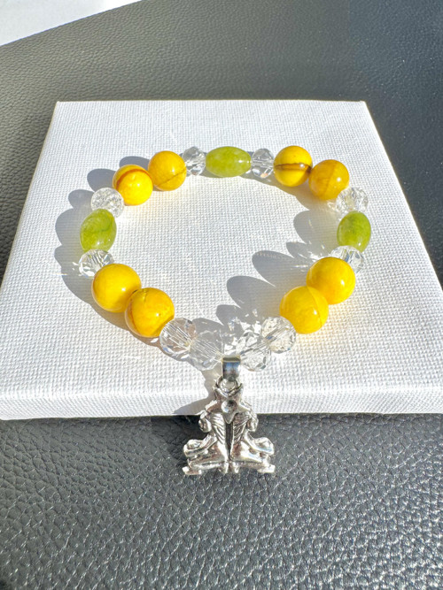 Náramek Blíženci – jantar a chalcedon