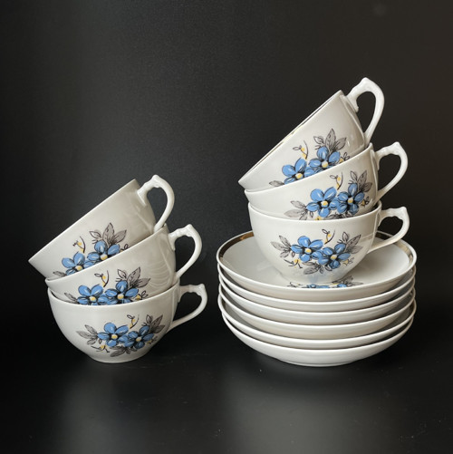 6x retro šálek s podšálkem 180ml, Dulevo USSR