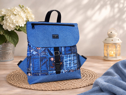 Batoh Nhala - patchwork denim