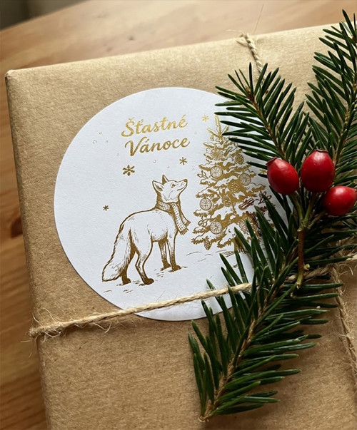 Samolepky Štastné Vánoce - Liška