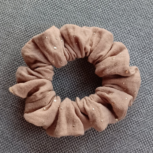 Scrunchie - kávová se zlatem