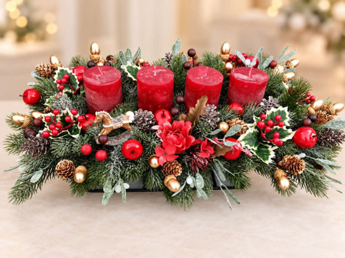 Adventní svícen na kovovém stojanu