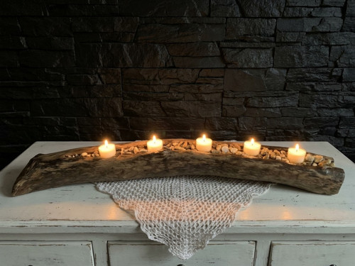 Dřevěný Svícen-Adventní-Rustikální-Dekorace-Dárek