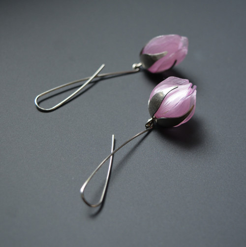 Nerezové náušnice růžová poupata