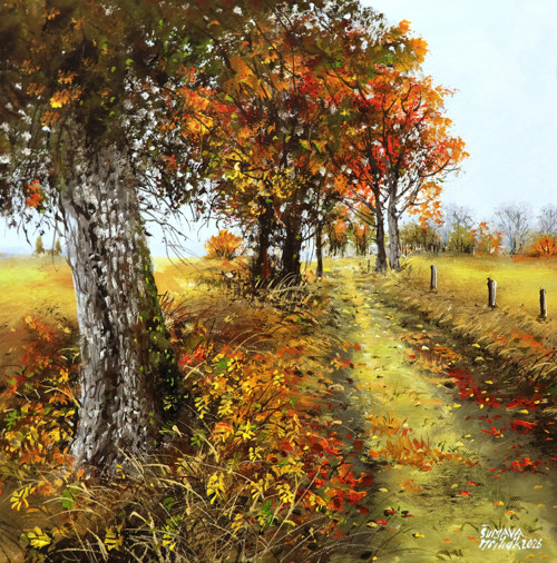 Šumava - Podzimní Knížecí Pláně - orig. akryl