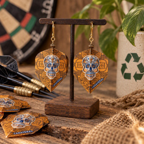 ️ Recy náušnice z šipkových letek – Sugar Skull