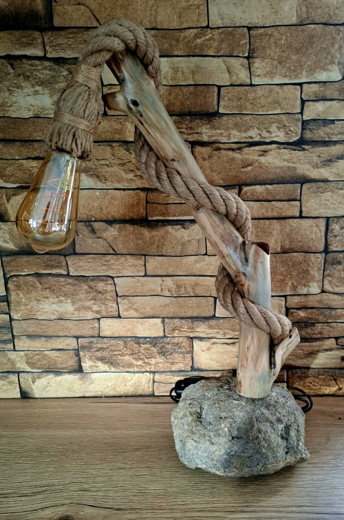 Stolová lampa, Rustikálna, Vintage stolová lampa,